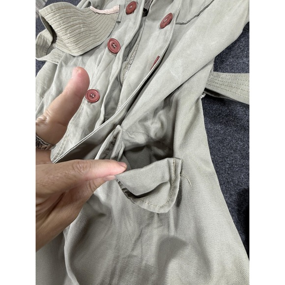 Mike & Chris Trench Coat Womens Small Khaki Double Breasted Belted Cotton USA - Picture 6 of 16